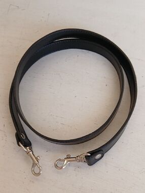 Black Leather Replacement Bag Strap with Silver tone hardware